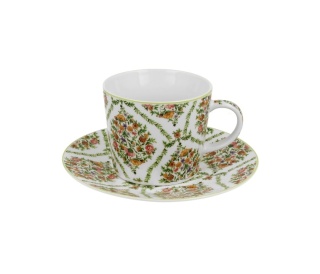 Filiżanka ze spodkiem do kawy porcelana ethnic fiori prezent
