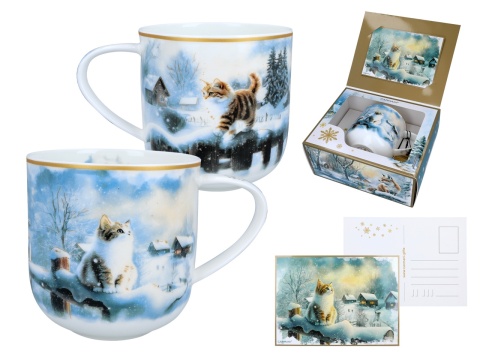 Kubek do herbaty Carmani prezent na święta kot zima wszędzie