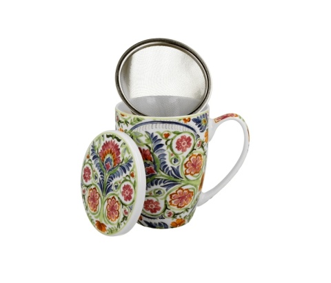 Kubek do herbaty z zaparzaczem Mayflower kwiat porcelana