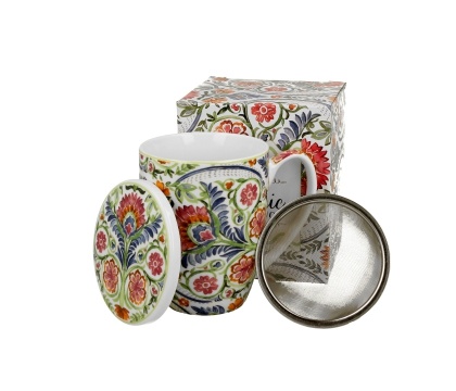 Kubek do herbaty z zaparzaczem Mayflower kwiat porcelana