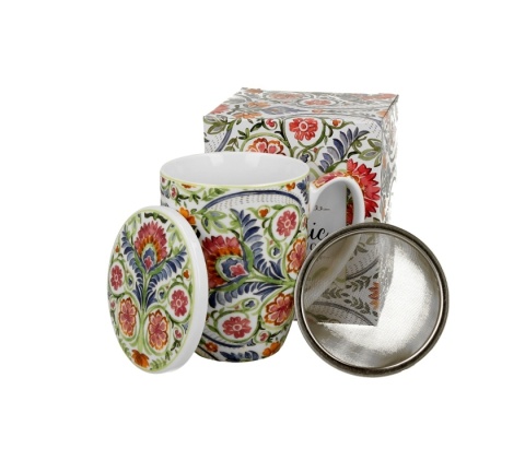 Kubek do herbaty z zaparzaczem Mayflower kwiat porcelana