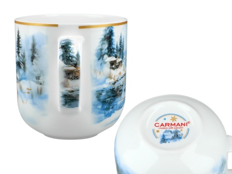 Kubek porcelana Carmani prezent na święta wilk zima wszędzie