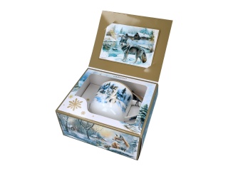 Kubek porcelana Carmani prezent na święta wilk zima wszędzie