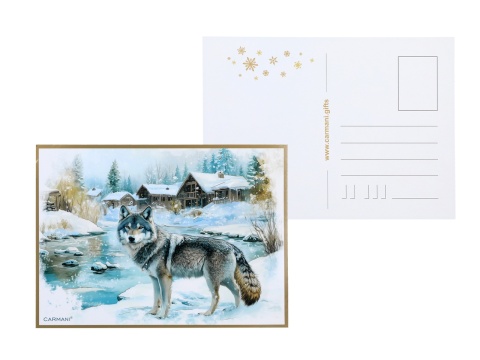 Kubek porcelana Carmani prezent na święta wilk zima wszędzie