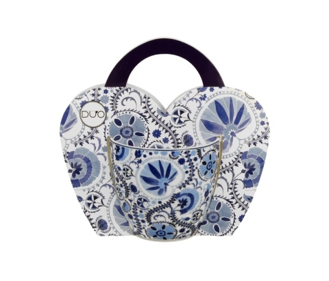 Kubek do kawy porcelana naresh blue w koszyku kwiaty ethnic