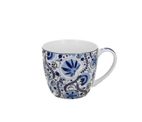 Kubek do kawy porcelana naresh blue w koszyku kwiaty ethnic