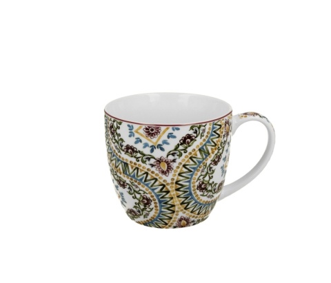 Kubek do herbaty porcelana estrella w koszyku kwiaty ethnic