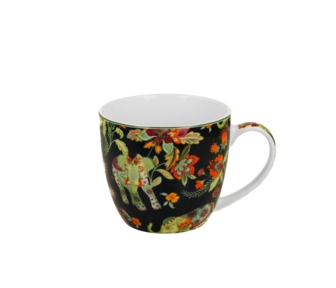Kubek do kawy z porcelany ankur blue w koszyku słoń ethnic