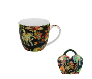 Kubek do kawy z porcelany ankur blue w koszyku słoń ethnic