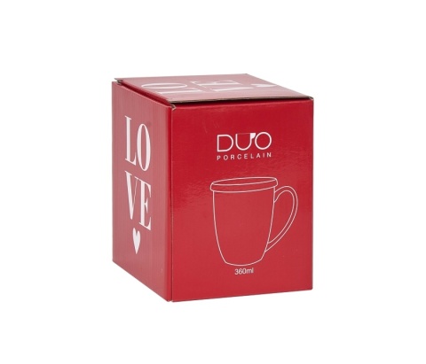 Kubek na Walentynki z sitkiem filtr Kot z sercami prezent