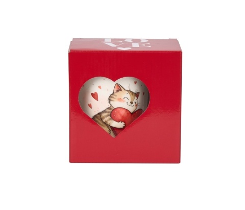 Kubek na Walentynki z sitkiem filtr Kot z sercami prezent