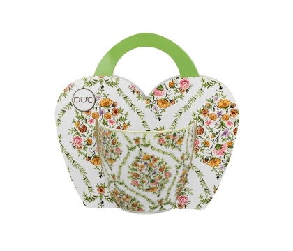 Kubek porcelana do herbaty fiori w koszyku kwiaty ethnic