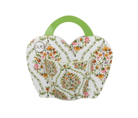 Kubek porcelana do herbaty fiori w koszyku kwiaty ethnic