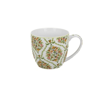 Kubek porcelana do herbaty fiori w koszyku kwiaty ethnic