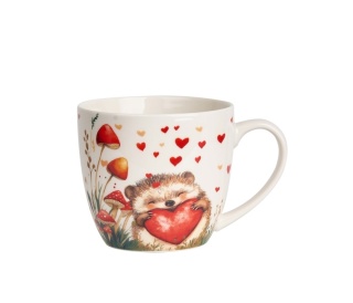 Kubek na Walentynki porcelana jeż obwoluta serca do kawy