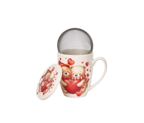 Kubek z zaparzaczem Misie z sercami prezent na Walentynki