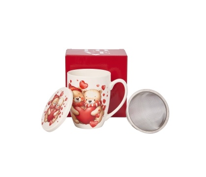 Kubek z zaparzaczem Misie z sercami prezent na Walentynki