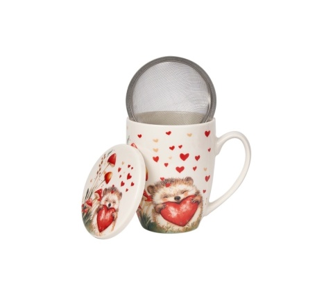 Kubek porcelana na Walentynki z zaparzaczem Jeż serca