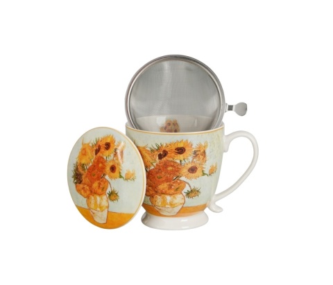 Kubek sitko na dzień kobiet duży na stopce Słoneczniki Gogh