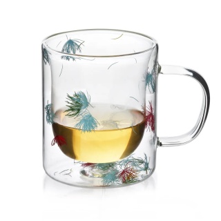 Kubek szklanka termiczna Peter flowers z uszkiem do herbaty