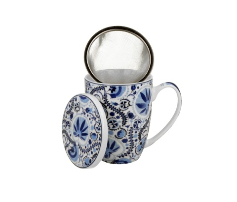 Kubek z zaparzaczem do herbaty naresh blue mozaika kwiat