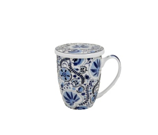 Kubek z zaparzaczem do herbaty naresh blue mozaika kwiat