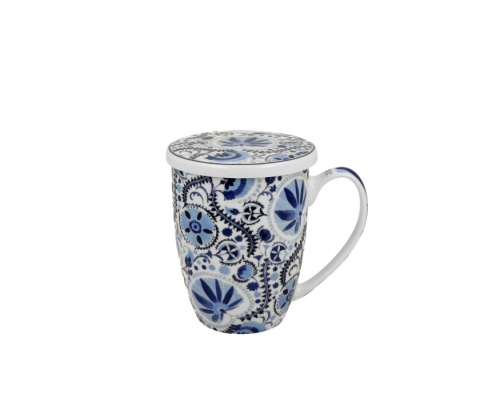 Kubek z zaparzaczem do herbaty naresh blue mozaika kwiat