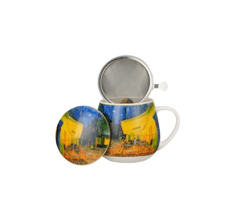 Kubek z zaparzaczem baryłka do herbaty ziół Van Gogh taras