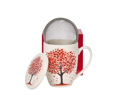 Kubek z zaparzaczem prezent na Walentynki Drzewo serca