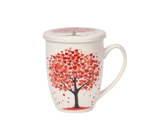 Kubek z zaparzaczem prezent na Walentynki Drzewo serca