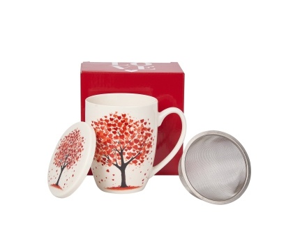 Kubek z zaparzaczem prezent na Walentynki Drzewo serca