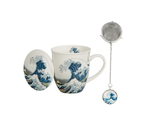 Kubek porcelana zaparzacz zawieszka wielka fala Hokusai