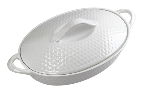 Naczynie ceramiczne żaroodporne owalne białe 2,8l tłoczone