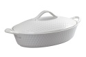 Naczynie ceramiczne żaroodporne owalne białe 2,8l tłoczone