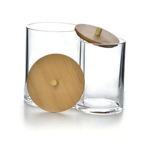 Pojemnik z pokrywką podwójny do łazienki na waciki patyczki