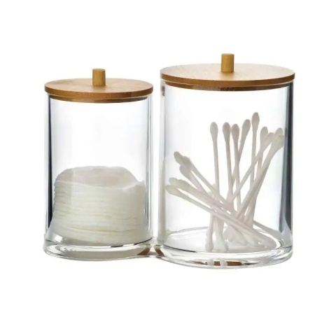 Pojemnik z pokrywką podwójny do łazienki na waciki patyczki