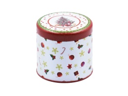 Puszka metalowa świąteczna okrągłą do herbaty ozdobna