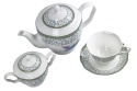 Serwis herbaciany 14el. porcelanowy kwiaty prezent na ślub