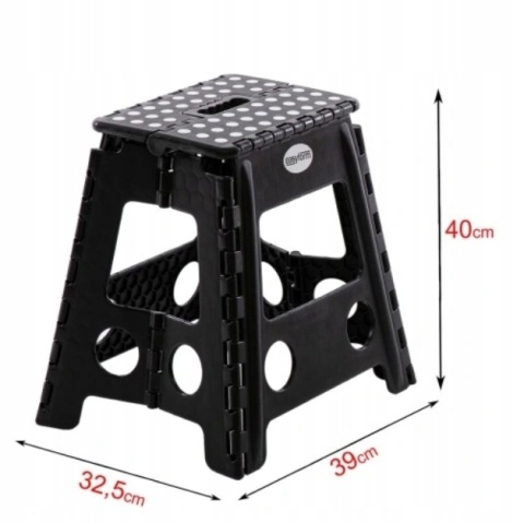 Stołek taboret składany antypoślizgowy czarny do pokoju