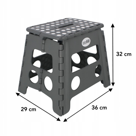 Taboret stołek składany szary antypoślizgowy do pokoju