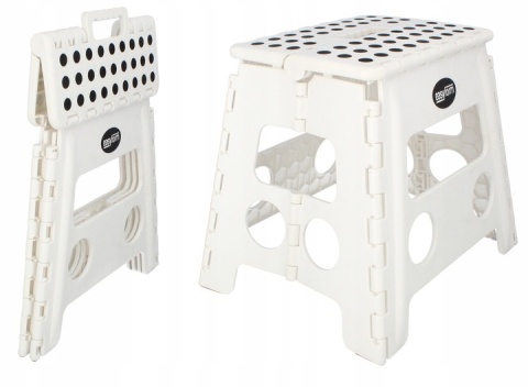 Taboret składany stołek antypoślizgowy biały do garażu