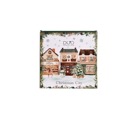 Talerz deserowy porcelana zestaw 2 szt christmas city święta