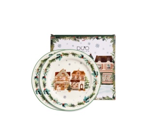 Talerz deserowy porcelana zestaw 2 szt christmas city święta
