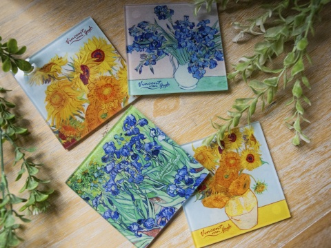 Talerzyki szklana podkładka pod kubek 4szt Carmani Irysy