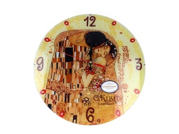 Zegar na ścianę szklany arabskie cyfry Klimt Pocałunek