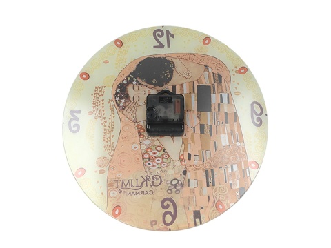 Zegar na ścianę szklany arabskie cyfry Klimt Pocałunek