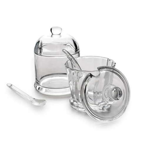 Cukiernica z łyżeczką pojemnik na cukier szklany modern