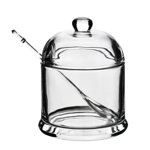 Cukiernica z łyżeczką pojemnik na cukier szklany modern