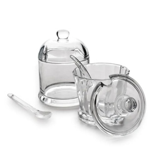 Cukiernica z łyżeczką pojemnik na cukier szklany elise