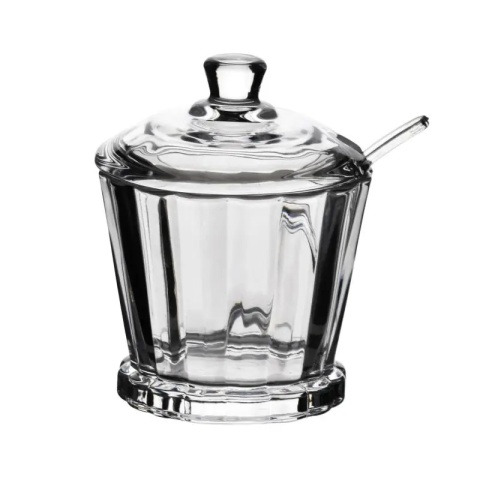 Cukiernica z łyżeczką pojemnik na cukier szklany elise